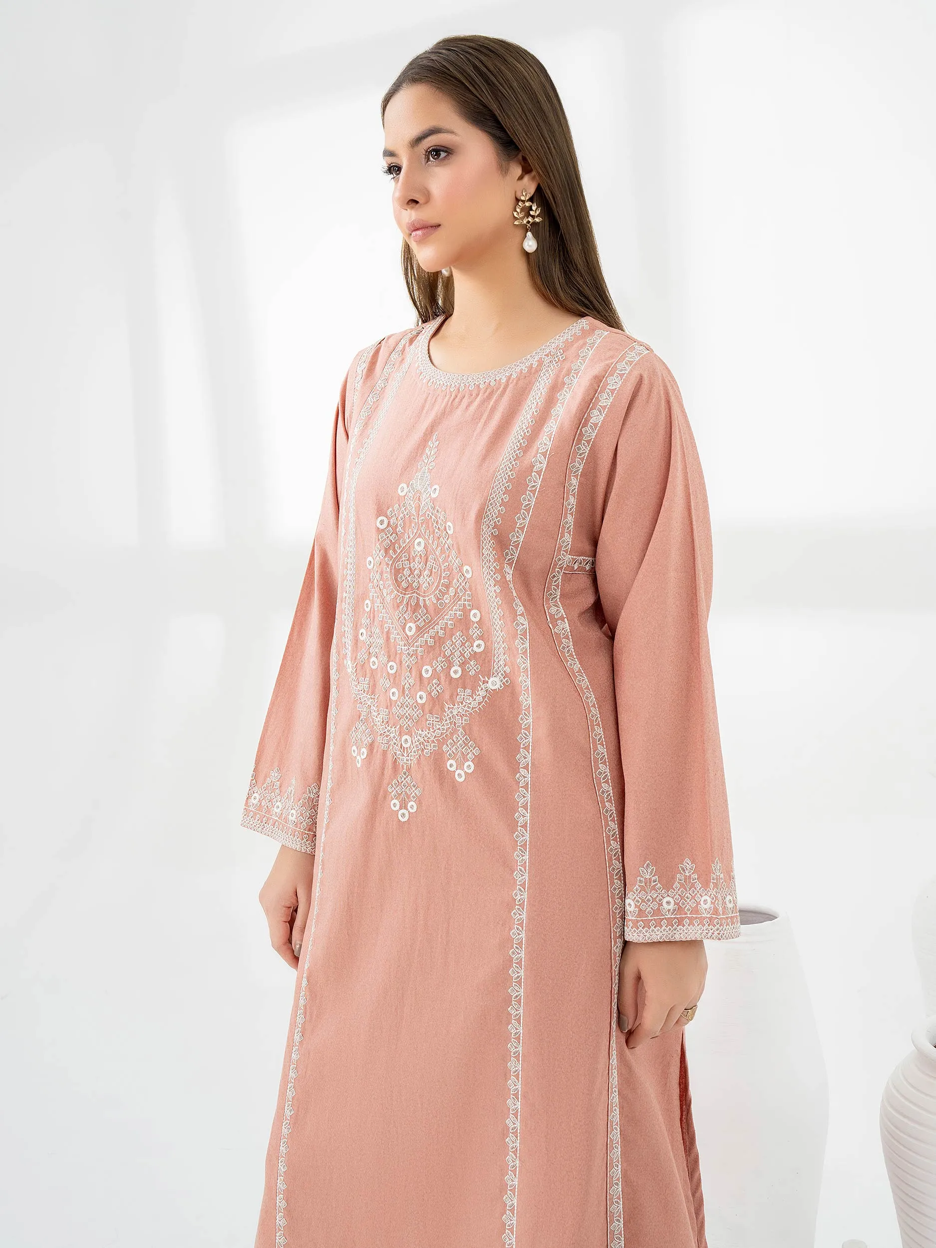 2 Piece Karandi Suit-Embroidered (Pret)