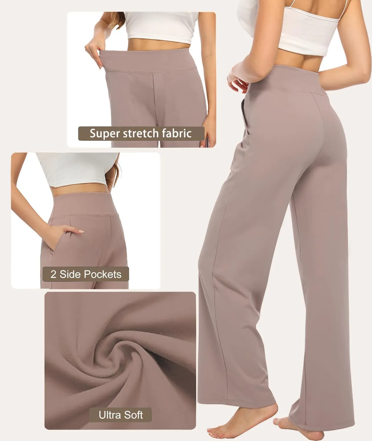 3 Pack Yoga Pants Women's Wide Leg Pants High Waist Elastic Sweatpants pantsLounge Pants with Pockets