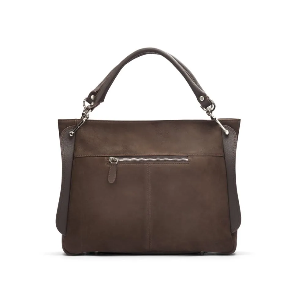 Abby Nubuck Handbag - Brown