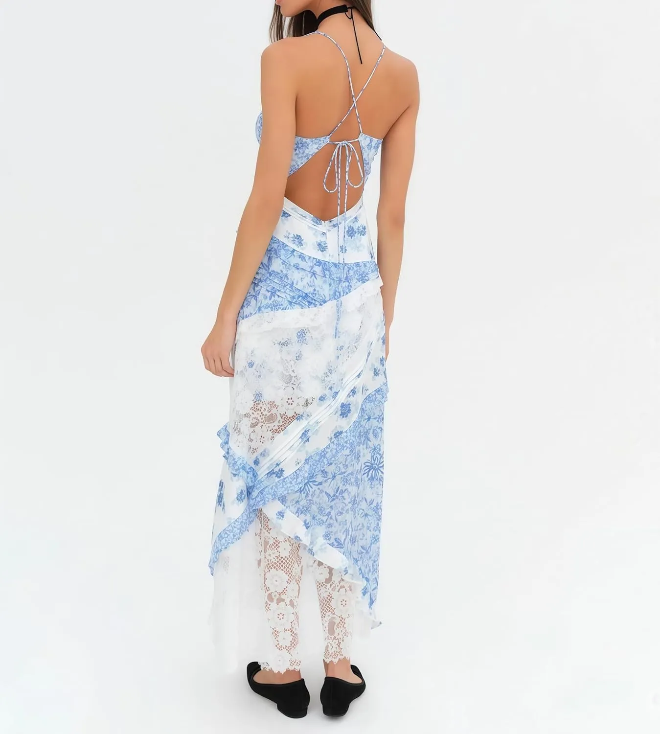 Adernlia Floral Maxi Dress, Boho Flowy Floral Summer Patchwork Maxi Dresses Sleeveless, Y2k Long Sundresses for Women