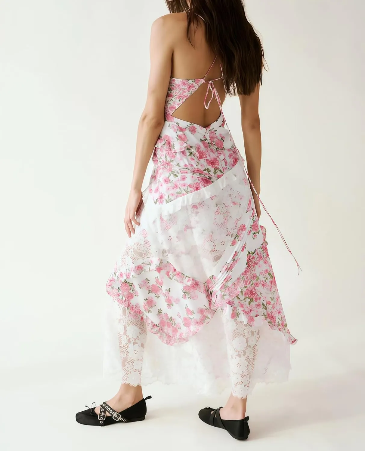 Adernlia Floral Maxi Dress, Boho Flowy Floral Summer Patchwork Maxi Dresses Sleeveless, Y2k Long Sundresses for Women