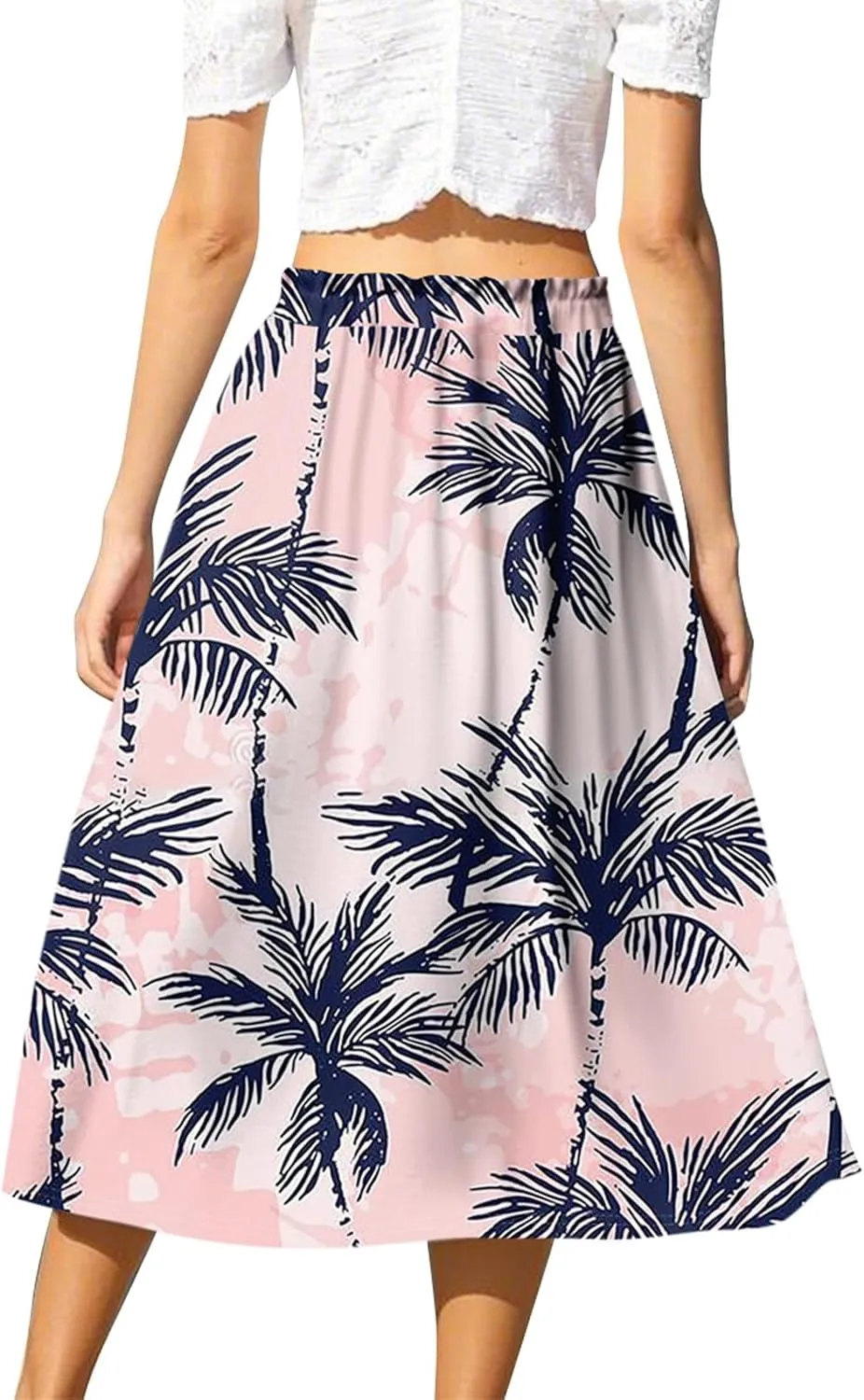 ADHOWBEW Long Skirts for Women A Line Flowy Beach High Waisted Midi Length Trendy Cute Plus Size Casual Ruffle Summer Skirts