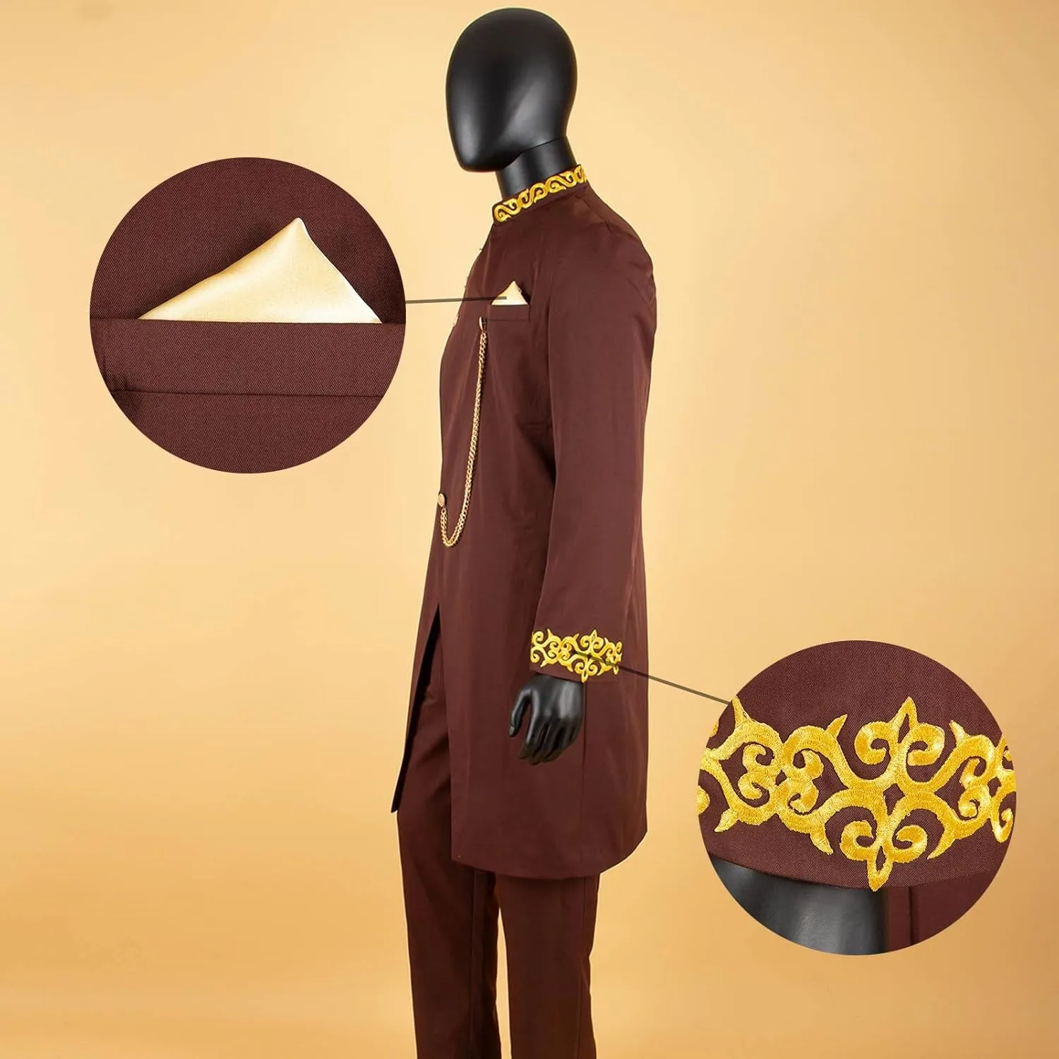 African Suits for Men Dashiki Embroidery Jackets and Pants 2 Piece Set Slim Fit Formal Outfits Wedding
