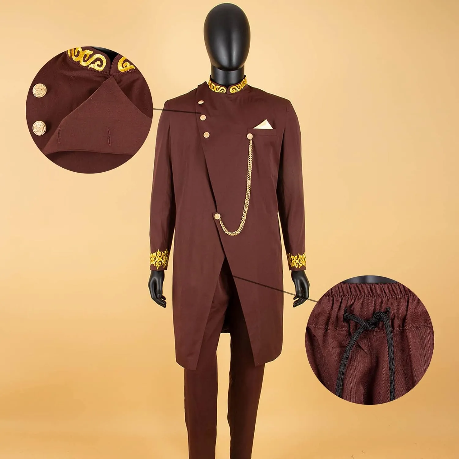 African Suits for Men Dashiki Embroidery Jackets and Pants 2 Piece Set Slim Fit Formal Outfits Wedding
