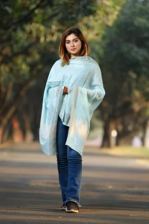 ALLURING SKY BLUE COLOUR  KASHMIRI STOLE DEFINES FEMINISM AND ENHANCES SOPHISTICATION