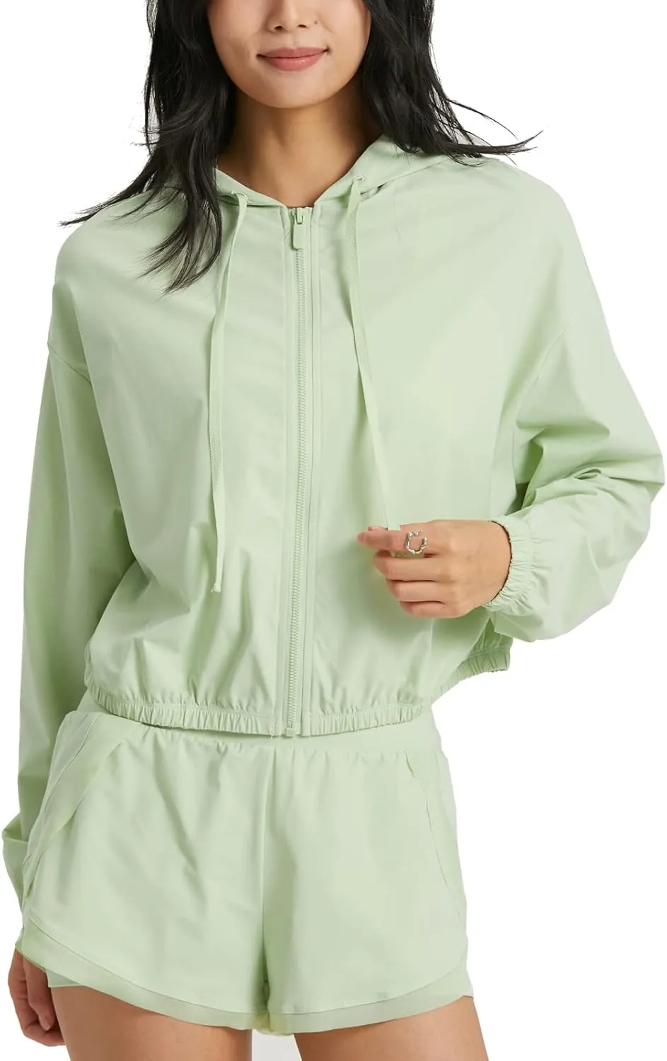 altiland Women's UPF 50  Sun Protection Cropped Jackets Zip Up Cooling Shirt Athletic Workout Running Hoodie