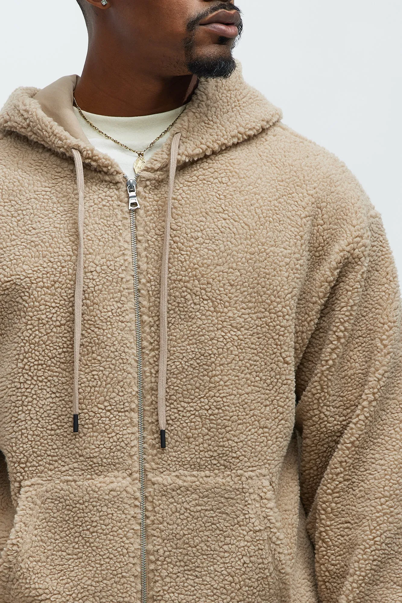 Axel Polar Fleece Zip Up Hoodie - Tan