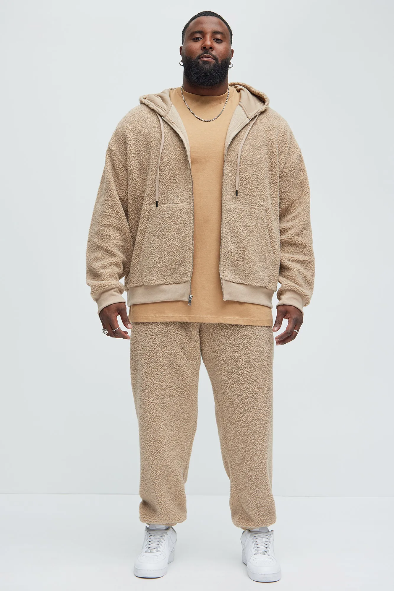 Axel Polar Fleece Zip Up Hoodie - Tan