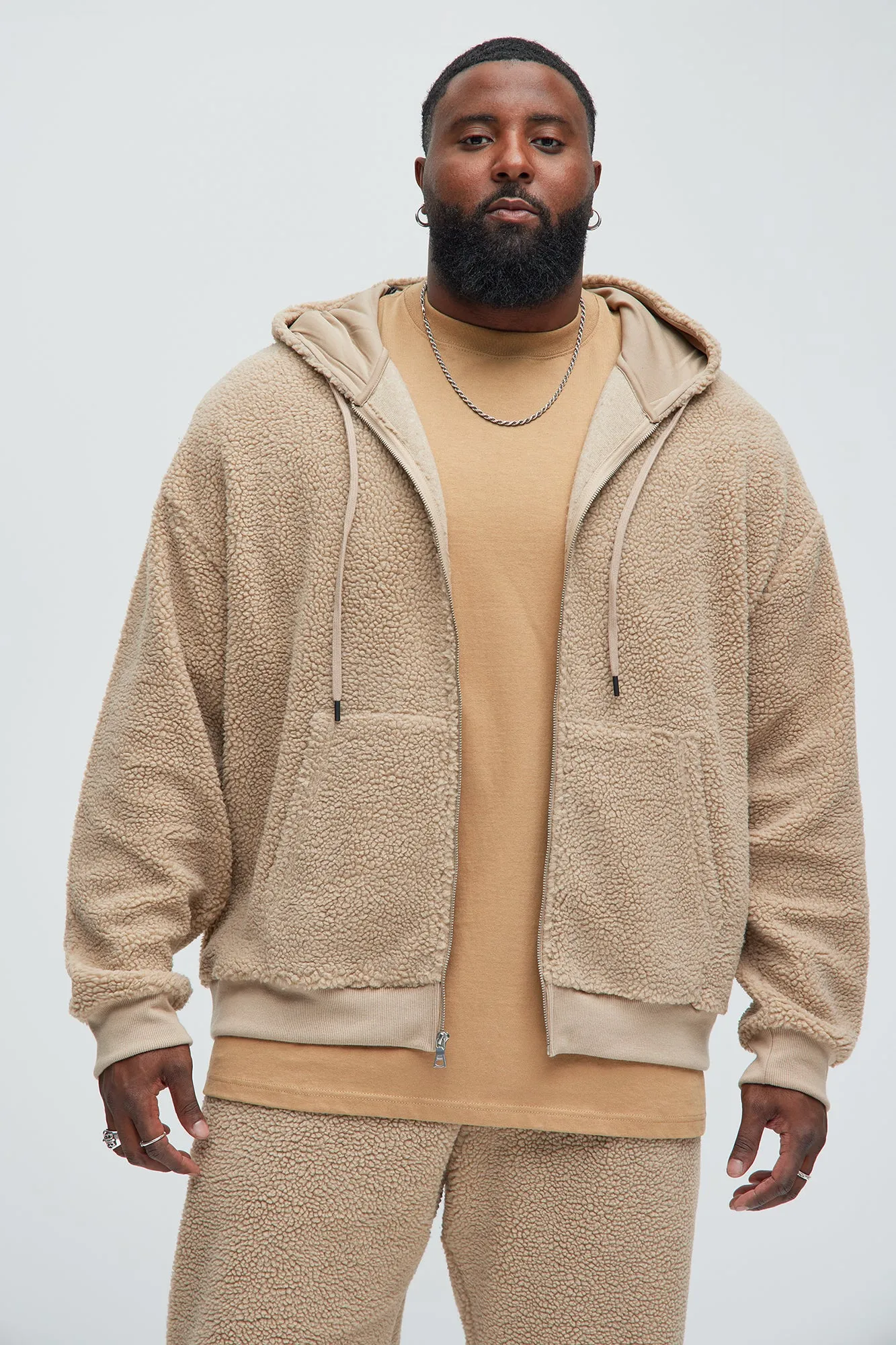 Axel Polar Fleece Zip Up Hoodie - Tan