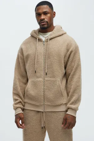 Axel Polar Fleece Zip Up Hoodie - Tan