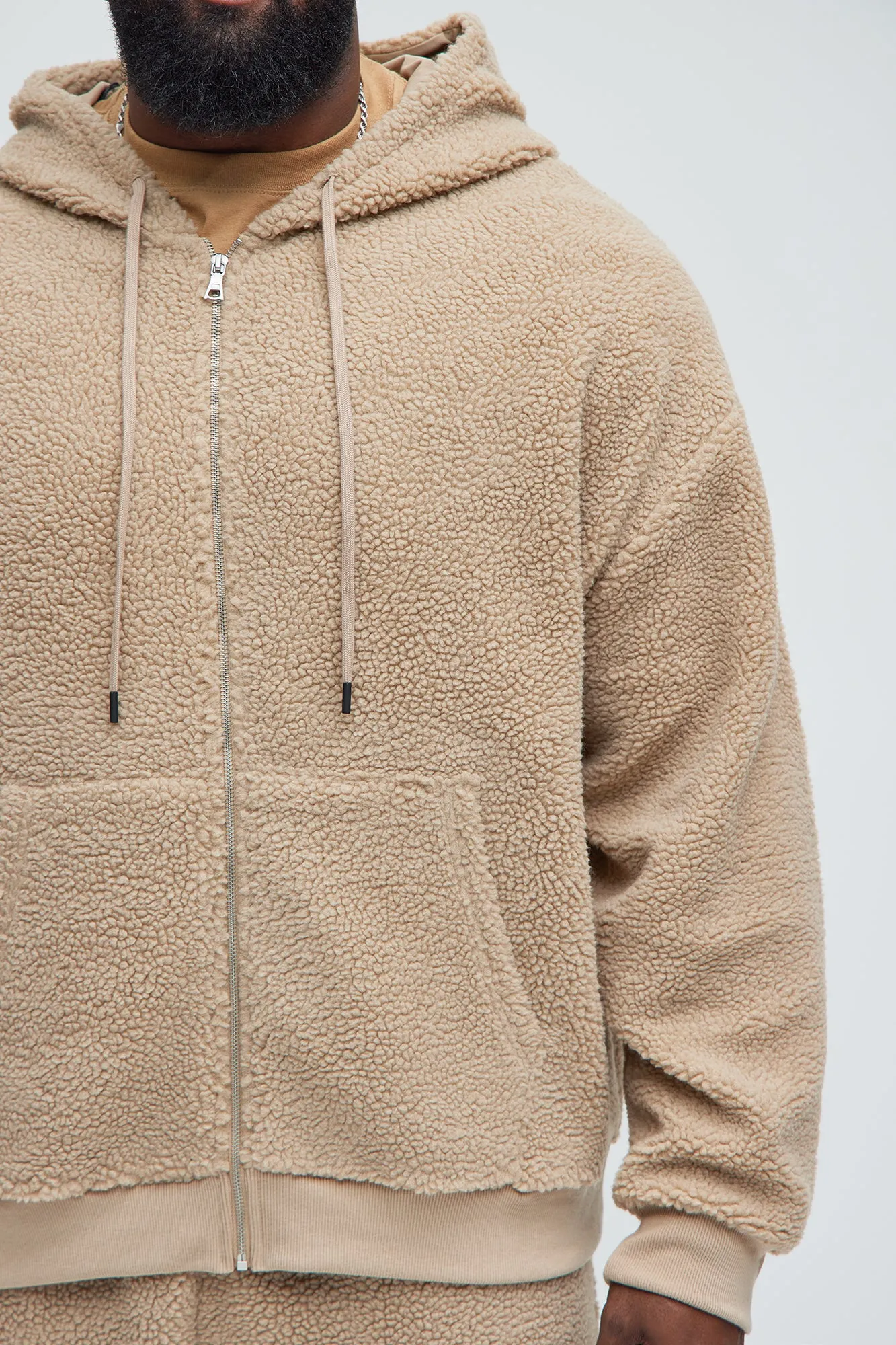 Axel Polar Fleece Zip Up Hoodie - Tan
