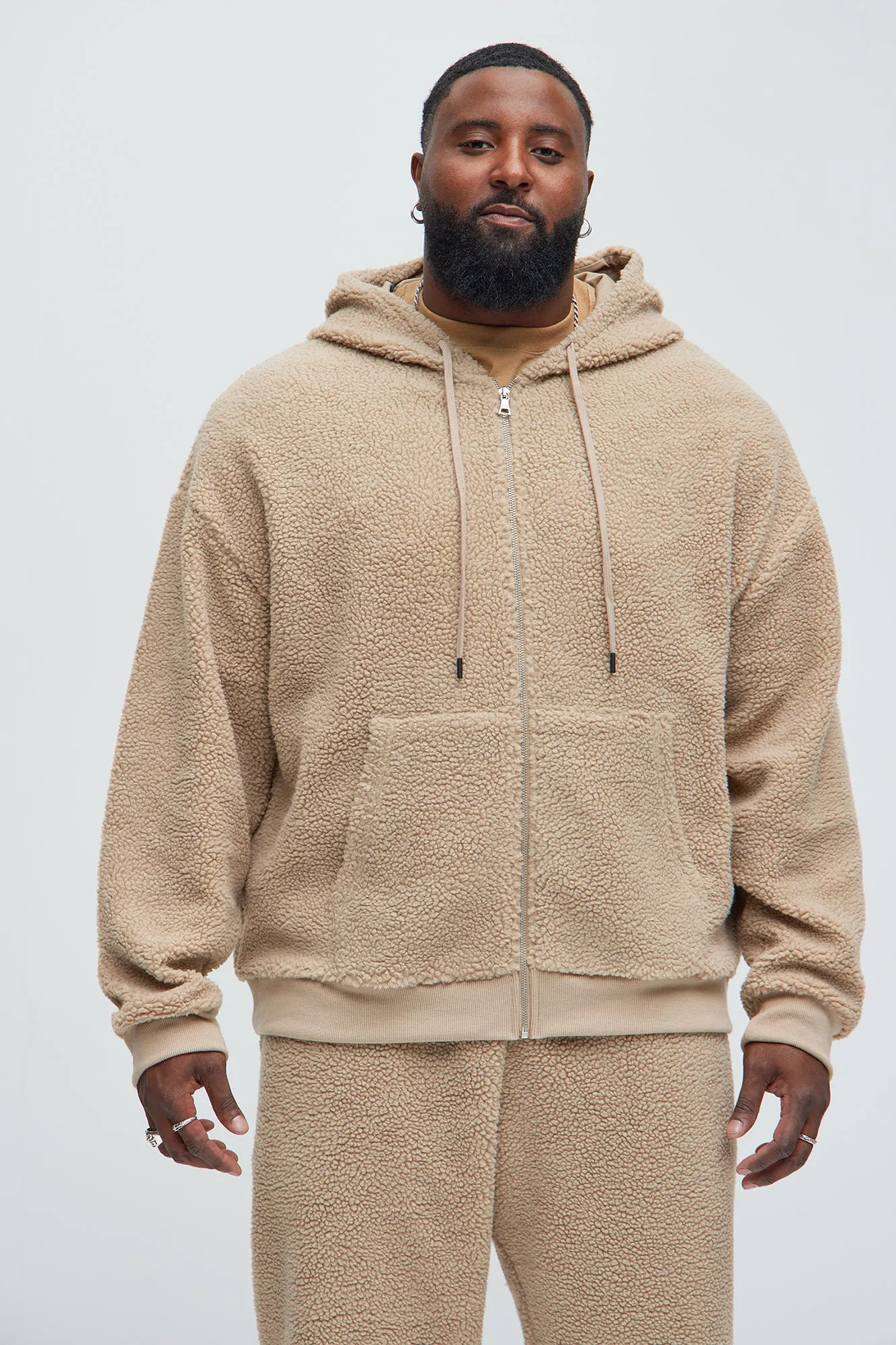 Axel Polar Fleece Zip Up Hoodie - Tan