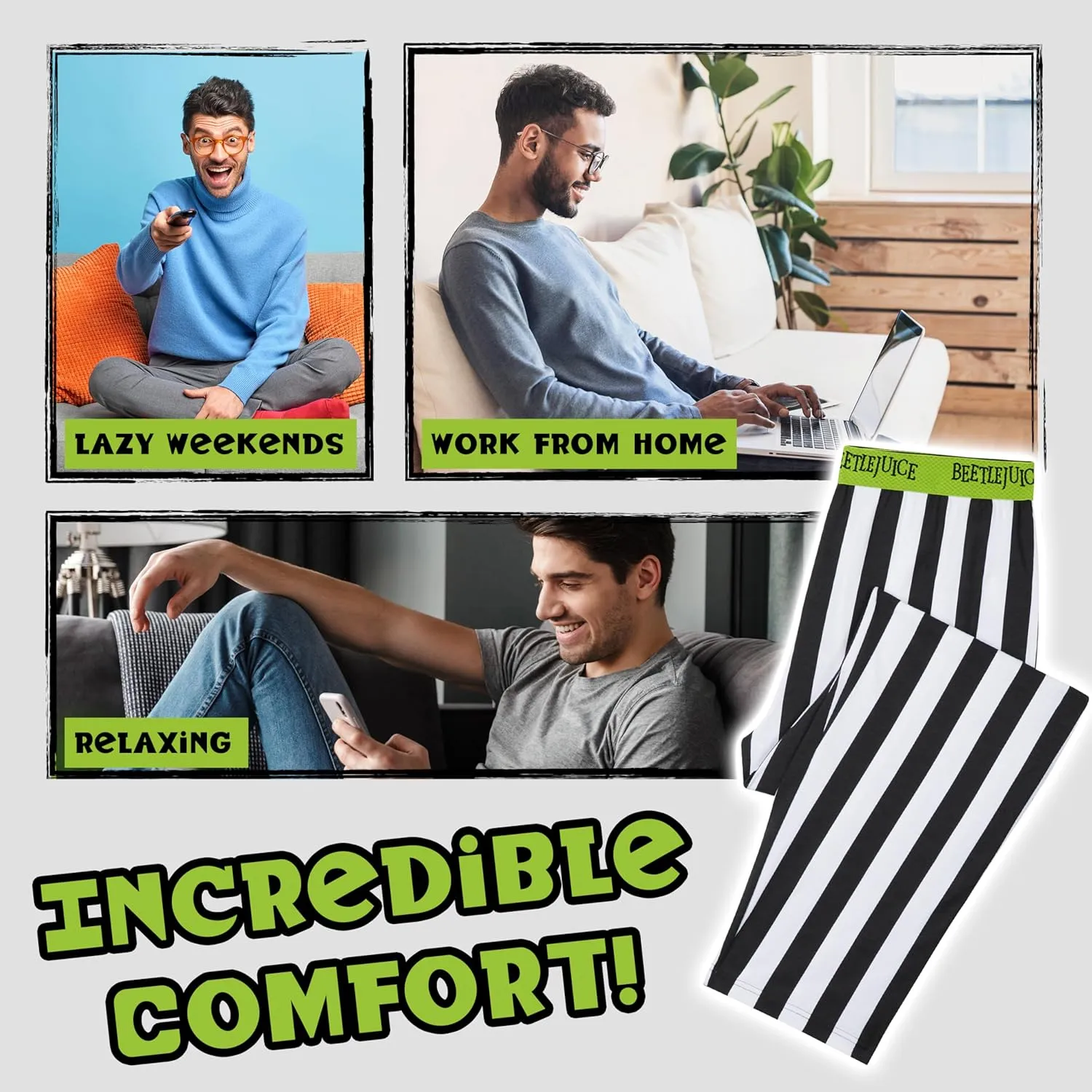 BEETLEJUICE Mens Pajama Pants Lounge Pants with Pockets Loungewear Sleepwear
