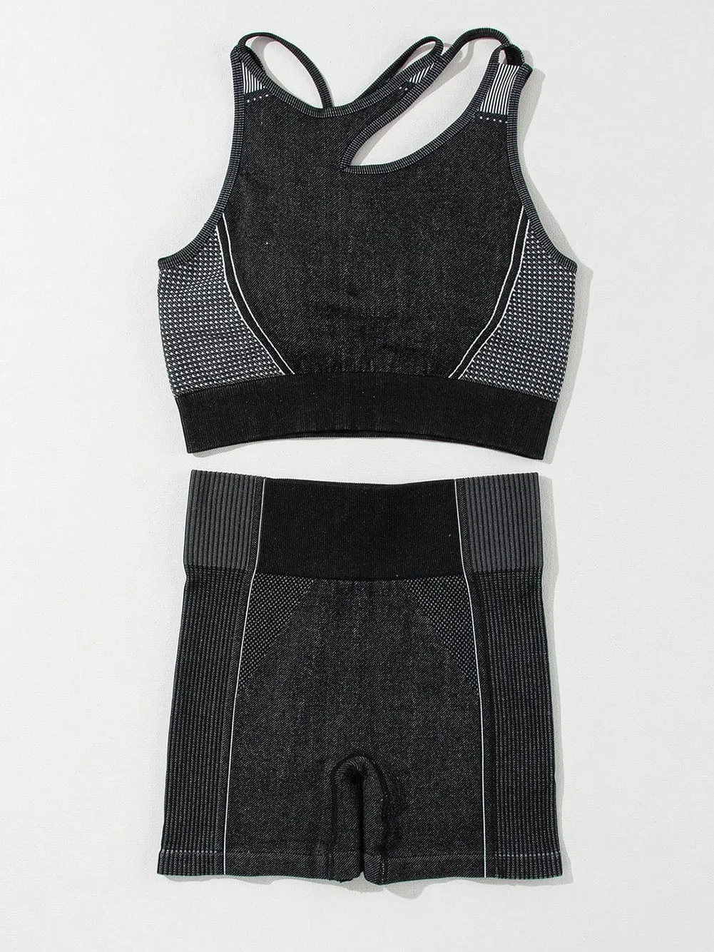 Black Activewear Set with Unique Detailing