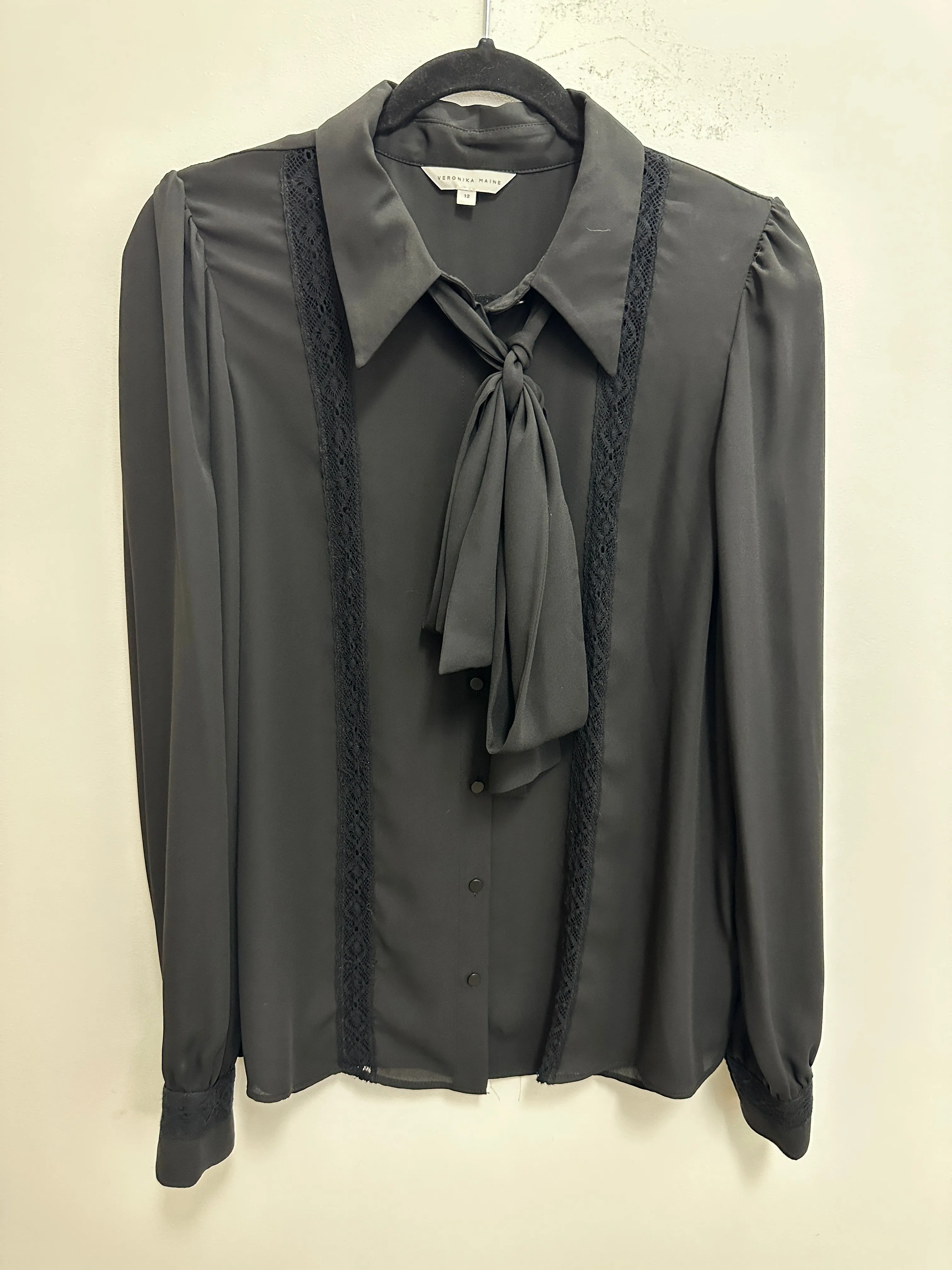 Black Lace Collared Blouse