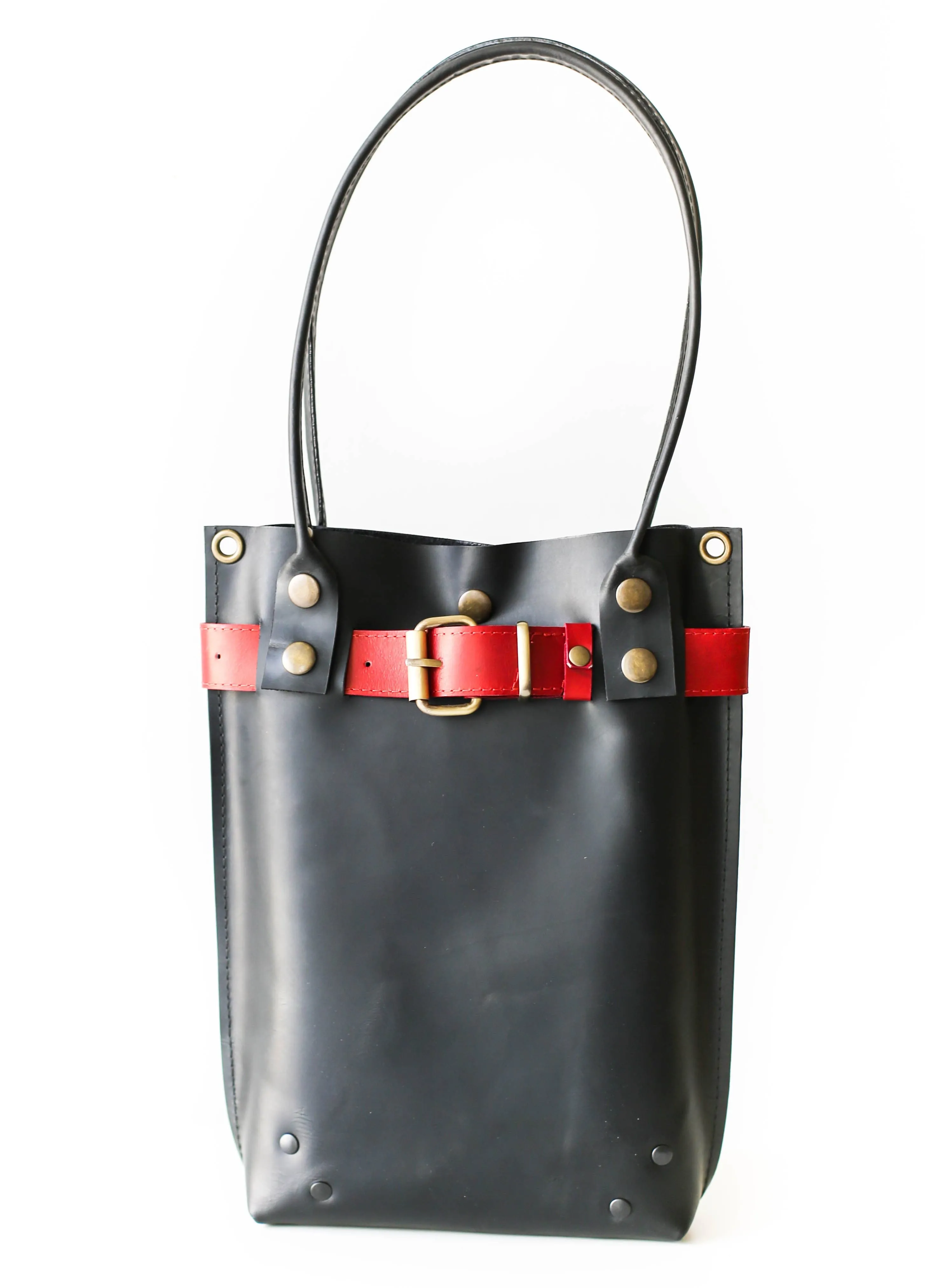 Black with Red Leather Handbag