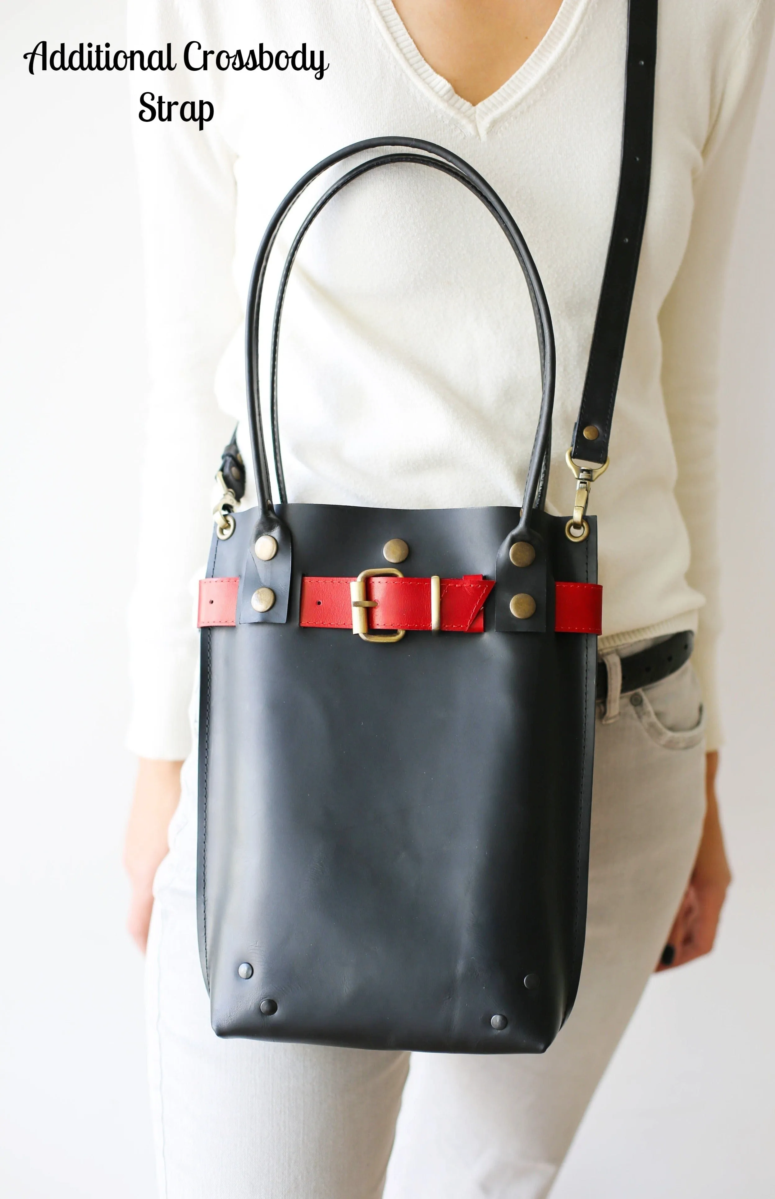 Black with Red Leather Handbag