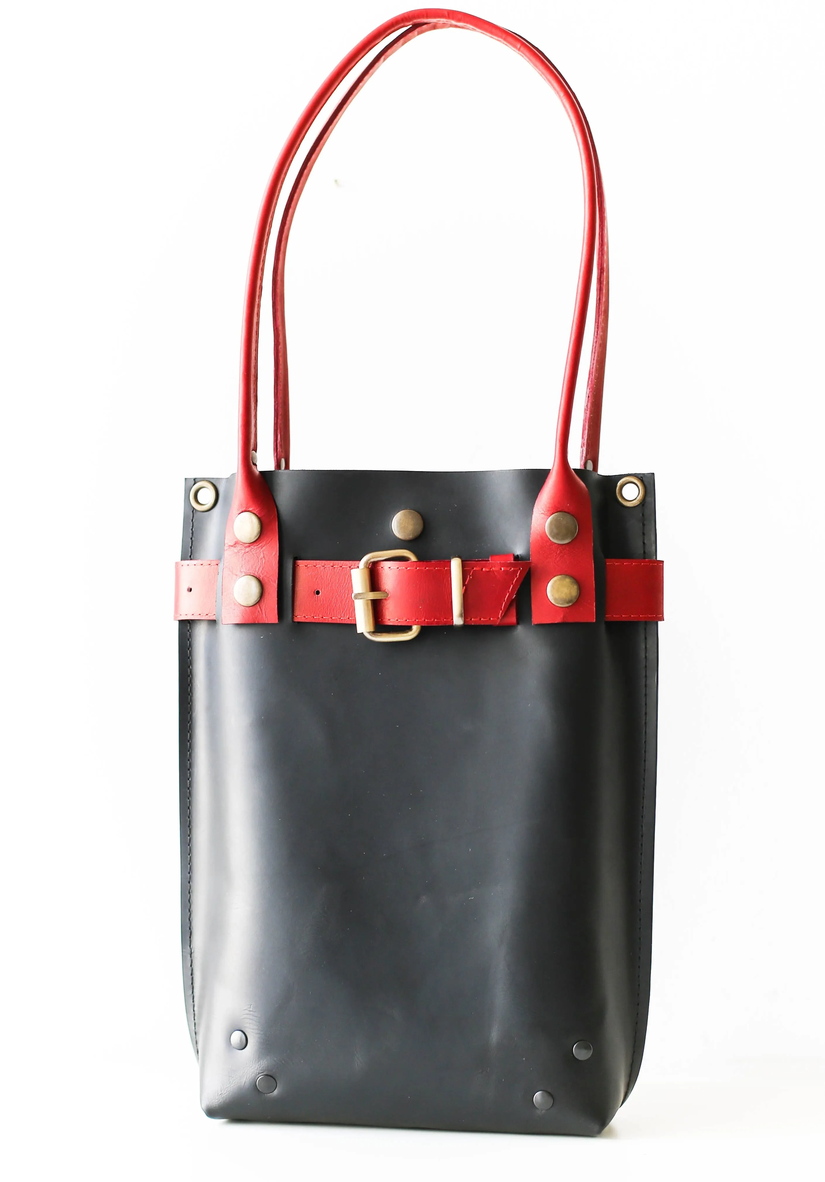 Black with Red Leather Handbag