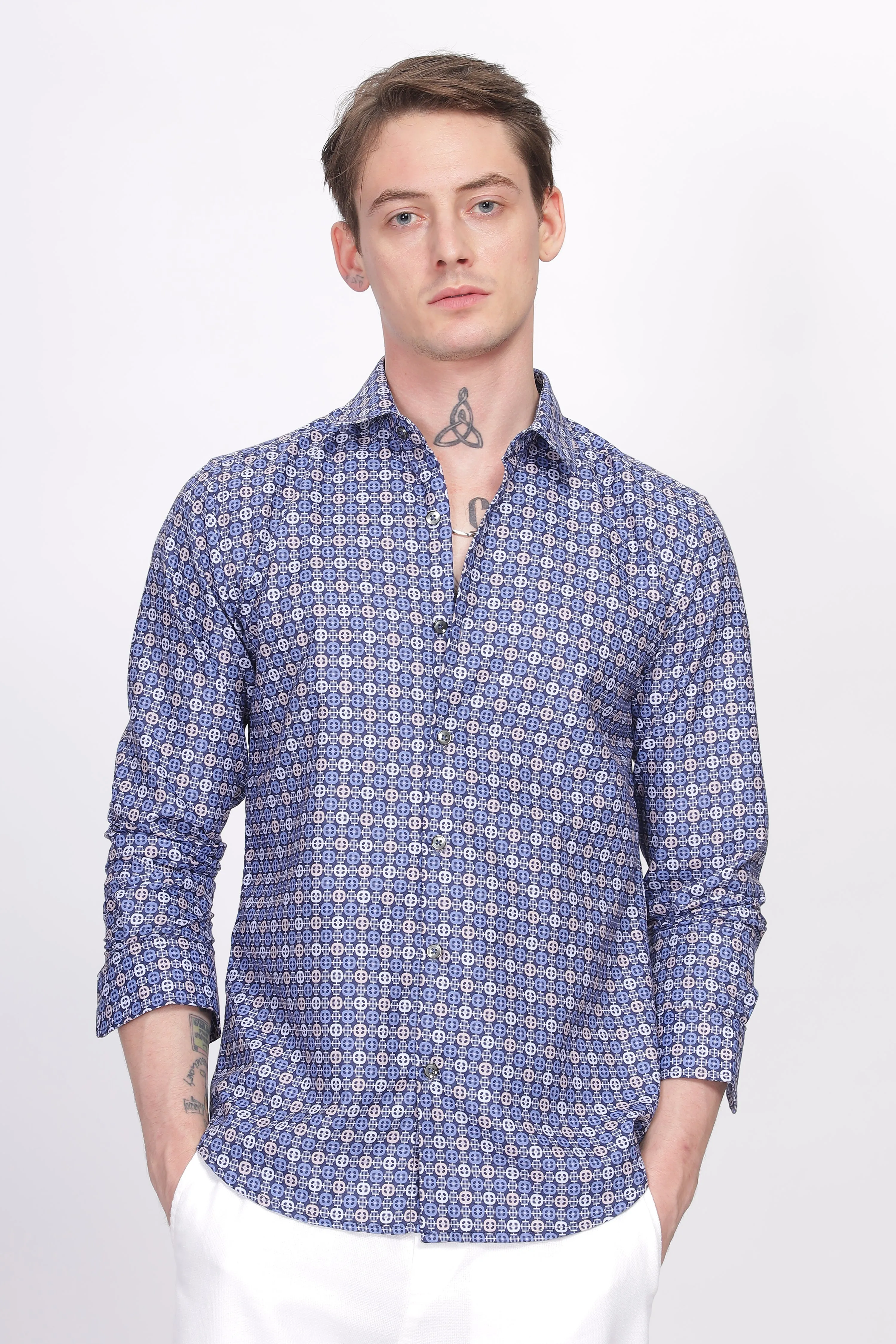 Bloom Diamond Blue Printed Shirt
