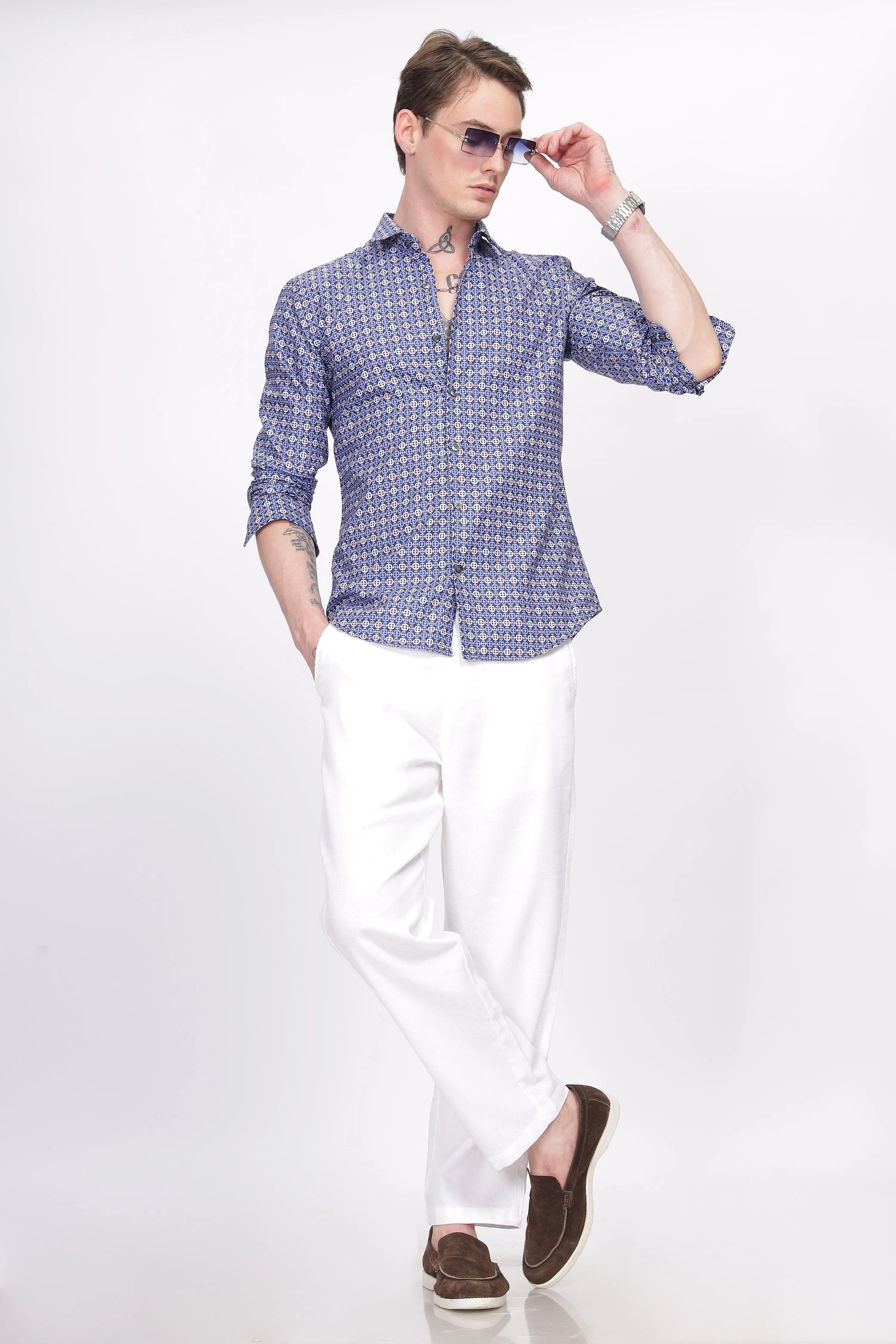 Bloom Diamond Blue Printed Shirt