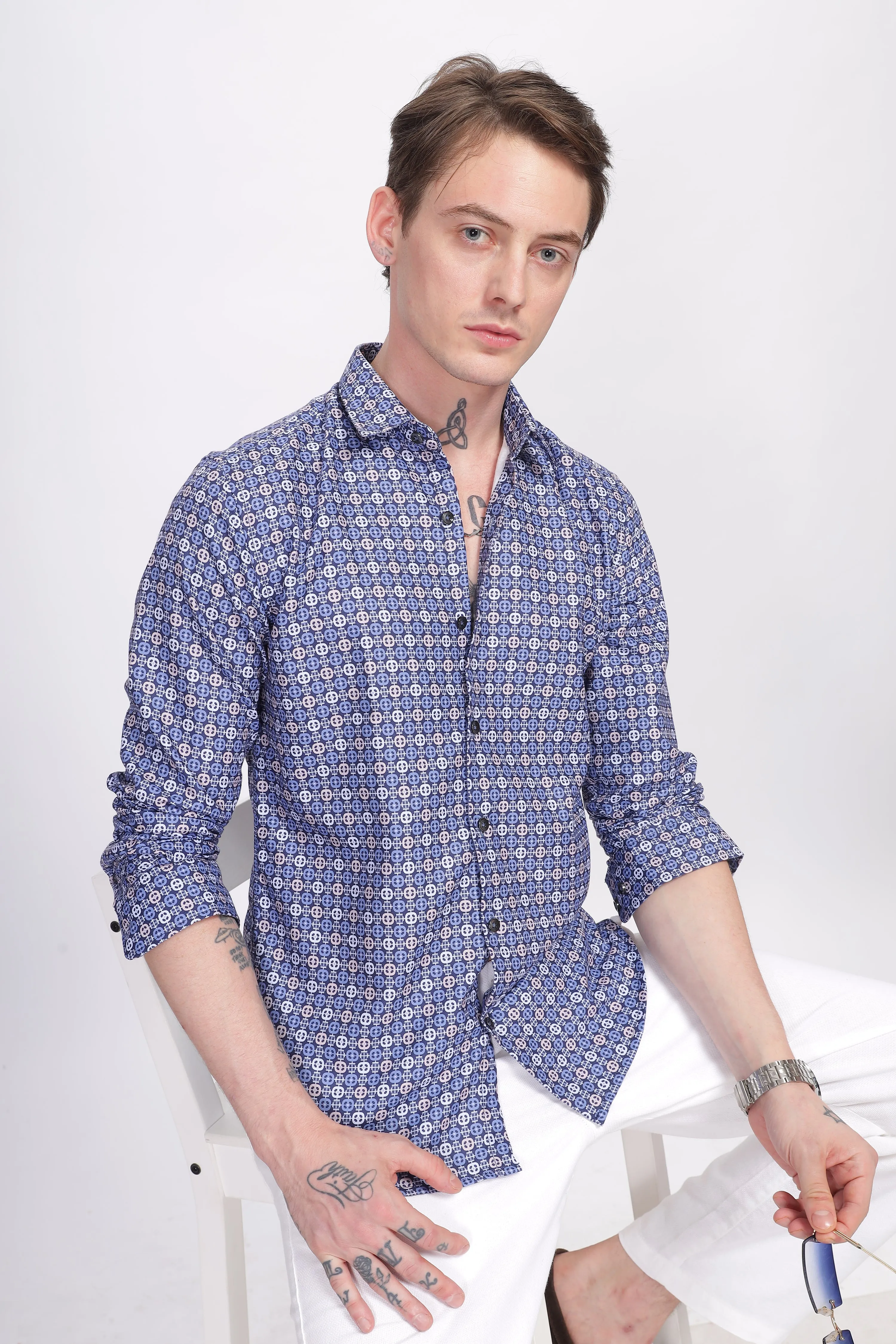 Bloom Diamond Blue Printed Shirt