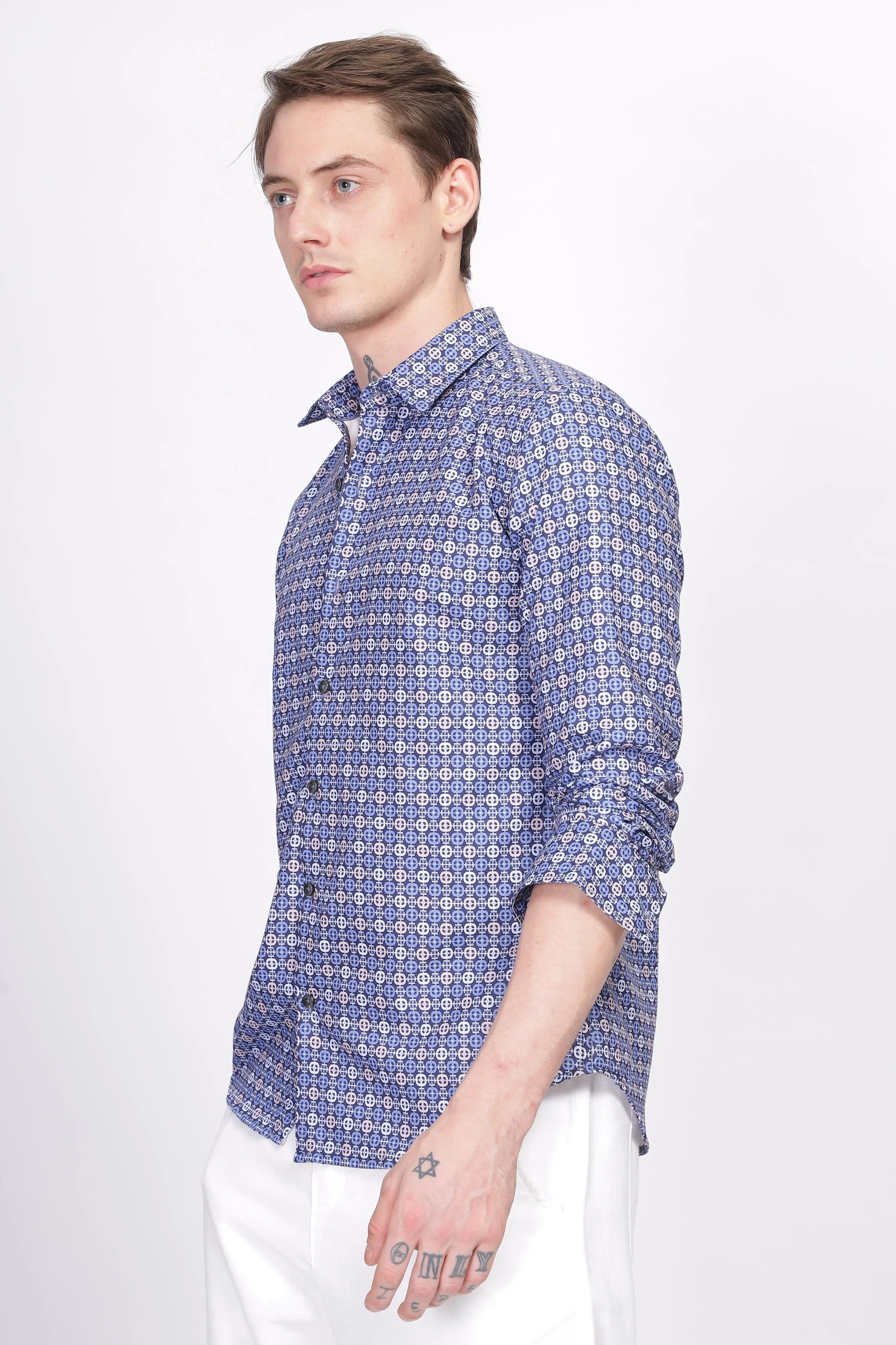 Bloom Diamond Blue Printed Shirt