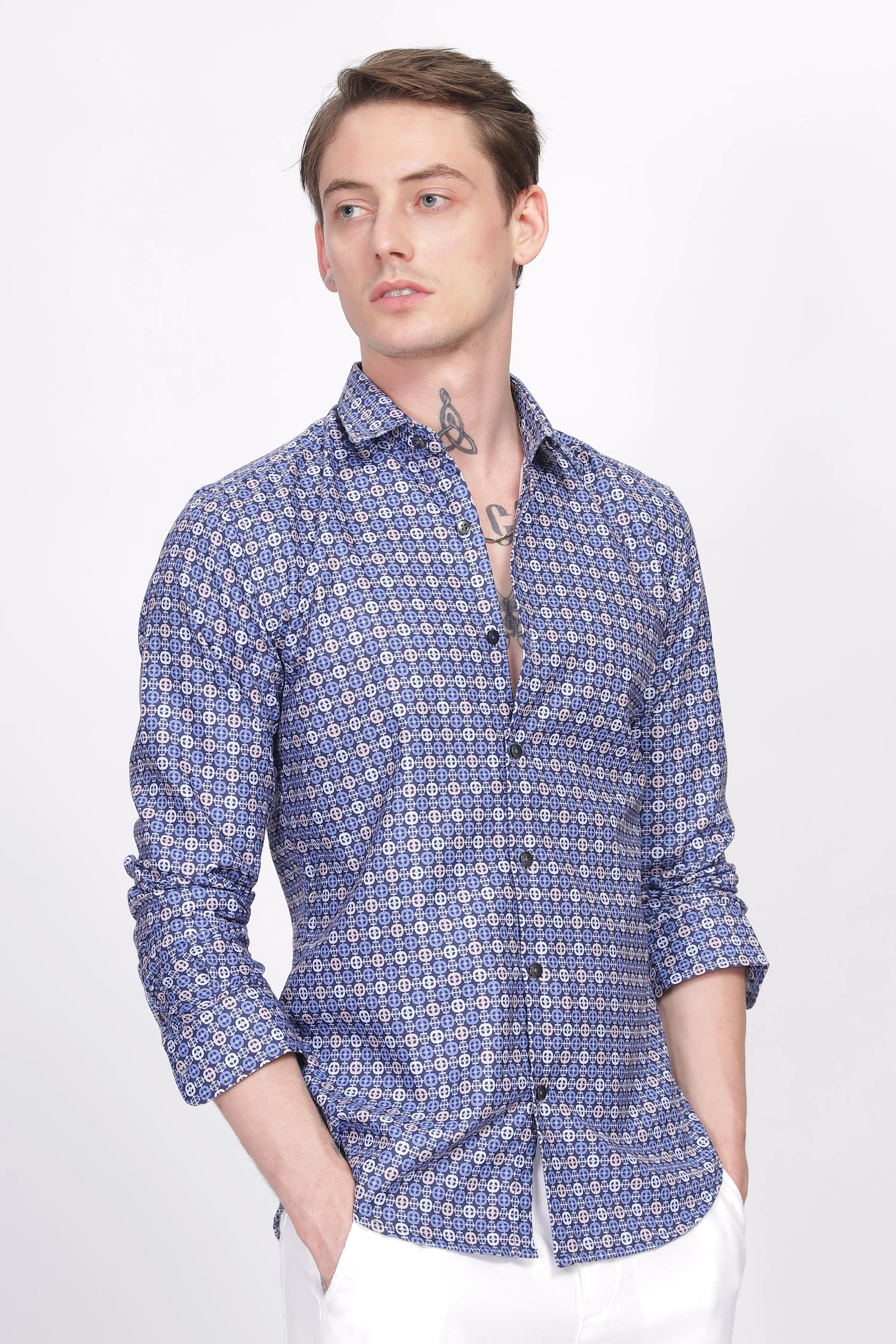 Bloom Diamond Blue Printed Shirt