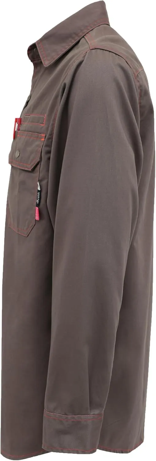 BOCOMAL FR Shirts for Men Snaps Down 7.5oz Water Repellent Fire Resistant Welding Jackets-NFPA2112 CAT2