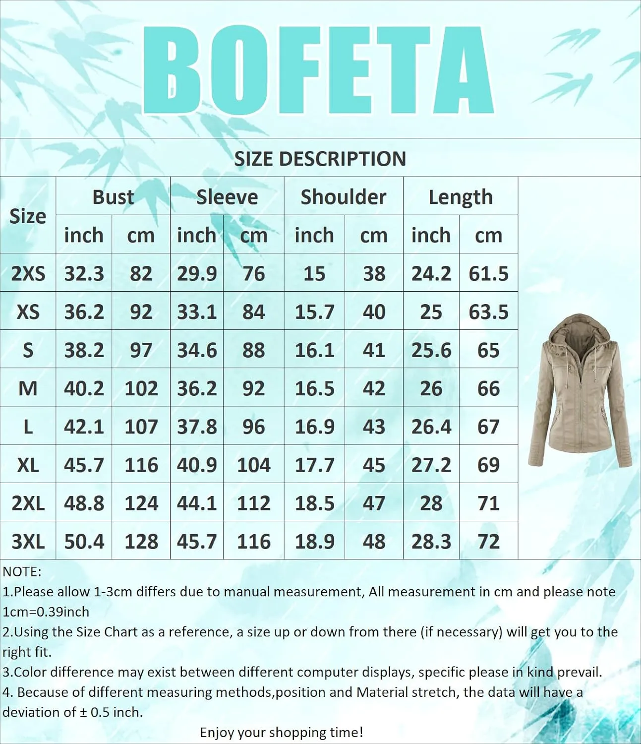 BOFETA Women Solid Color Long Sleeve Jackets Zipper Hooded Jacket Faux Leather Casual with Pockets Coat