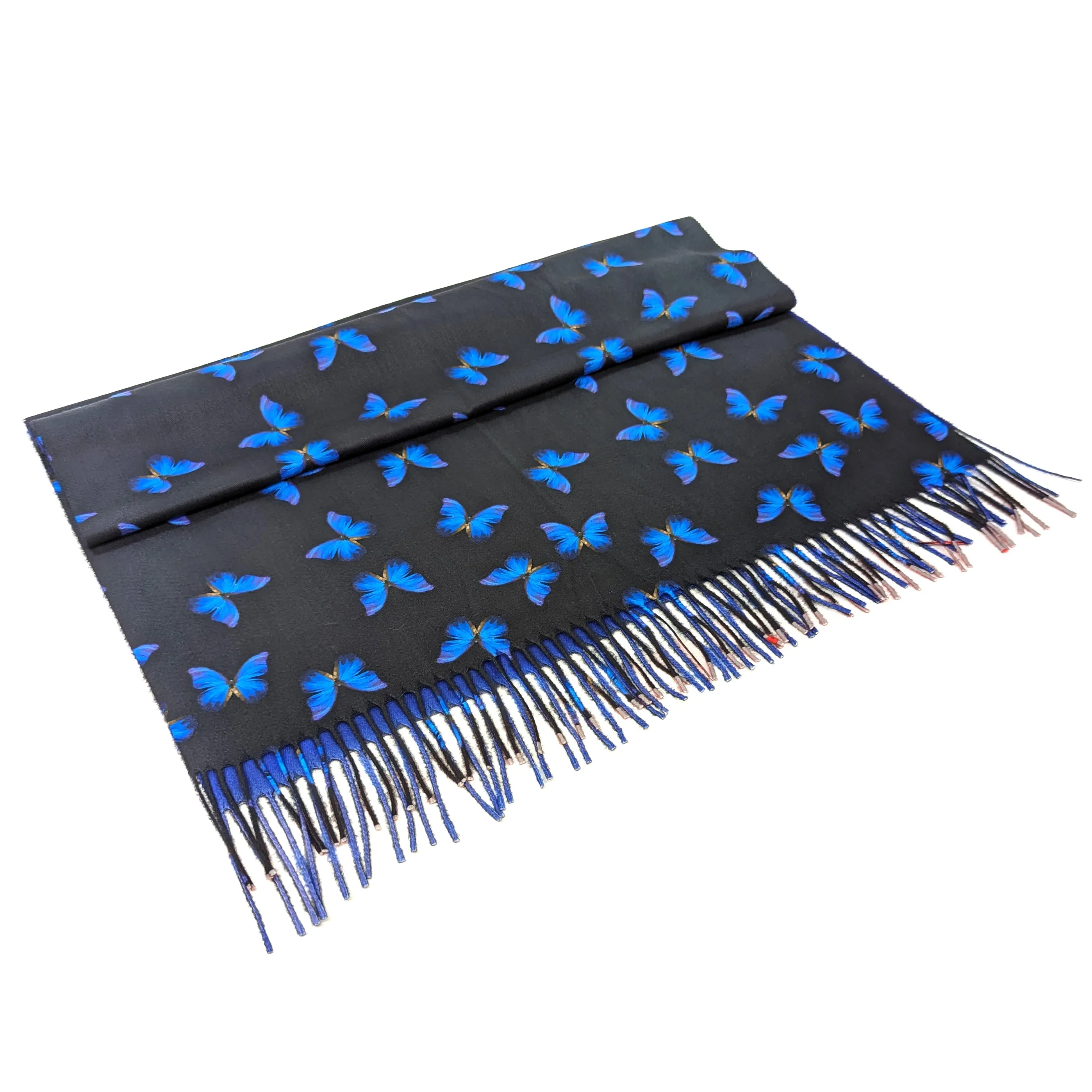 Brilliant Blue Butterfly Pashmina Style Scarf