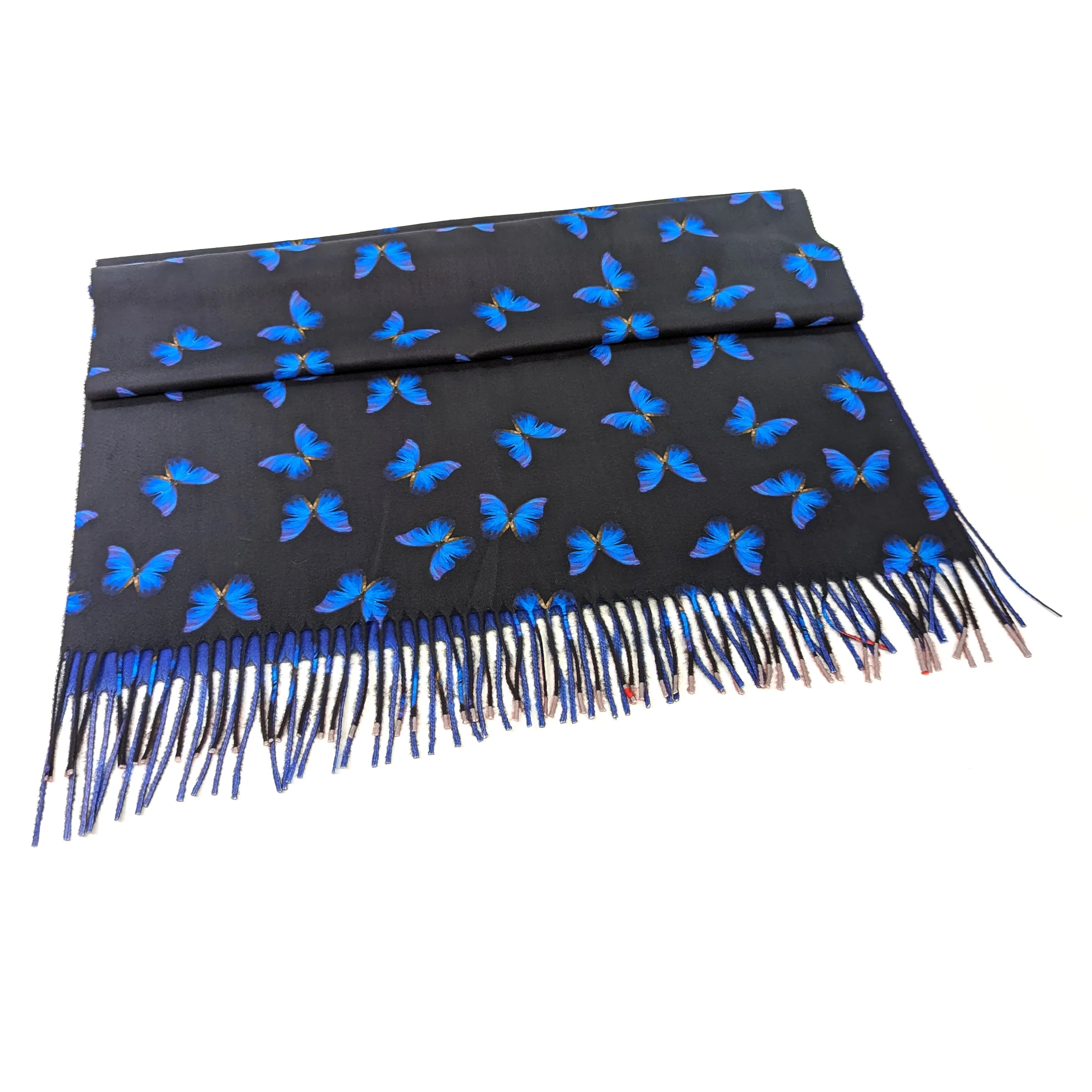 Brilliant Blue Butterfly Pashmina Style Scarf
