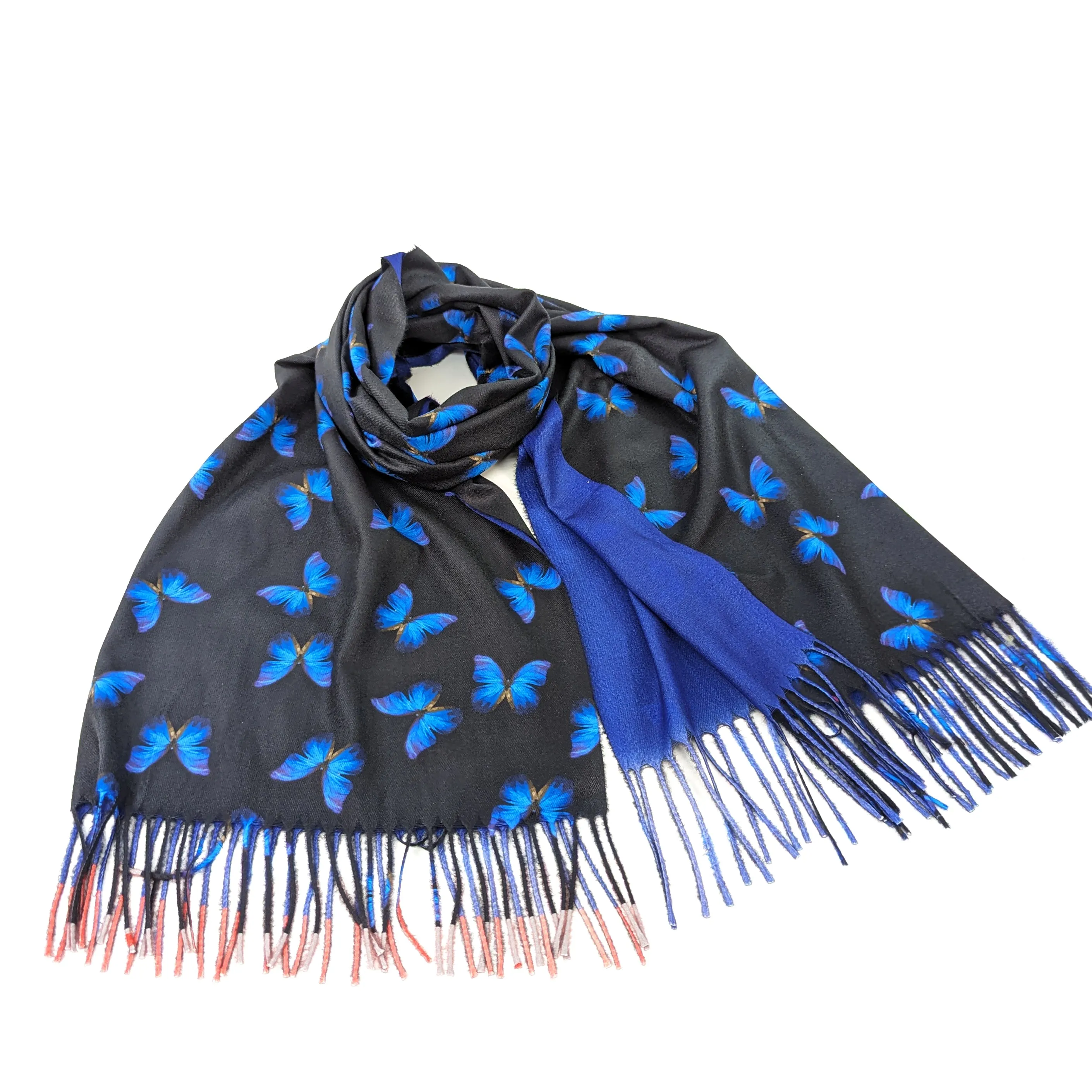 Brilliant Blue Butterfly Pashmina Style Scarf