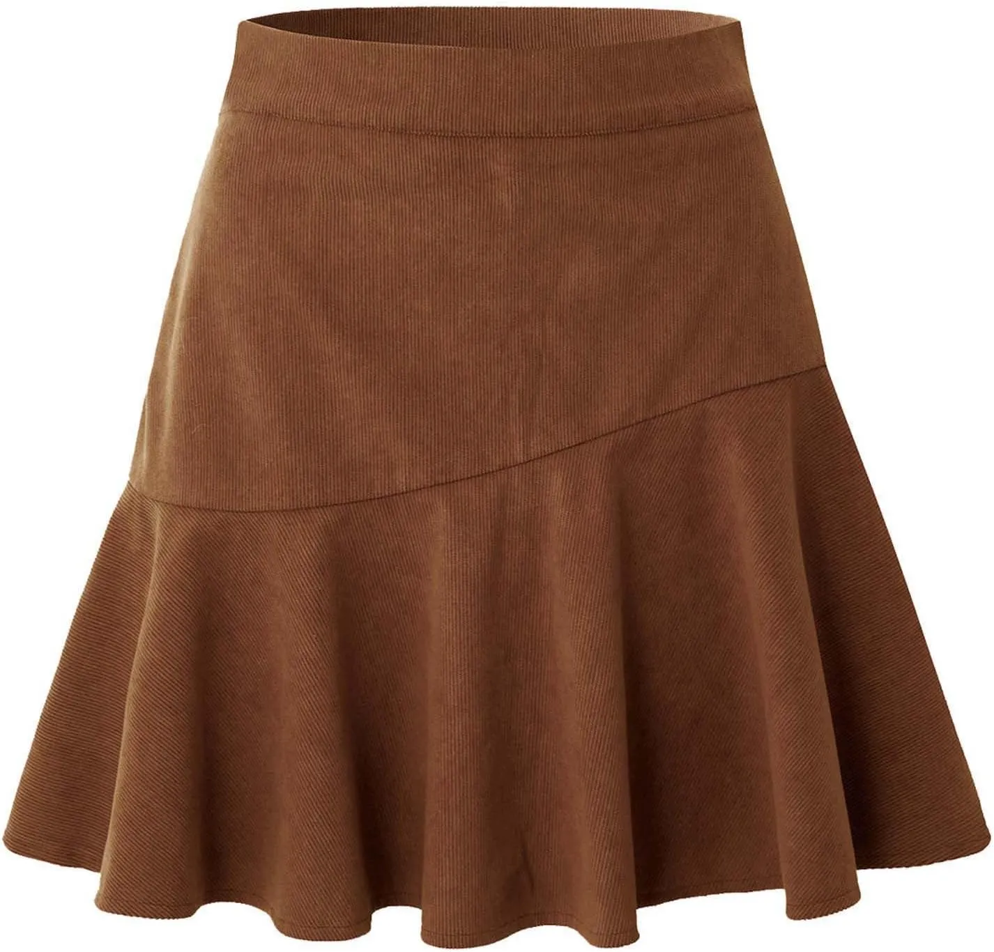 BTDECLAR Women's Corduroy Mini Skirt High Waisted Zip Up Pleated A Line Short Skater Skirt Casual Fall Spring Flared Skirts