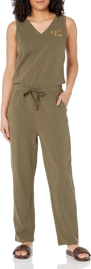 Calvin Klein Women's Relaxed Logo Jumpsuit With Drawstring