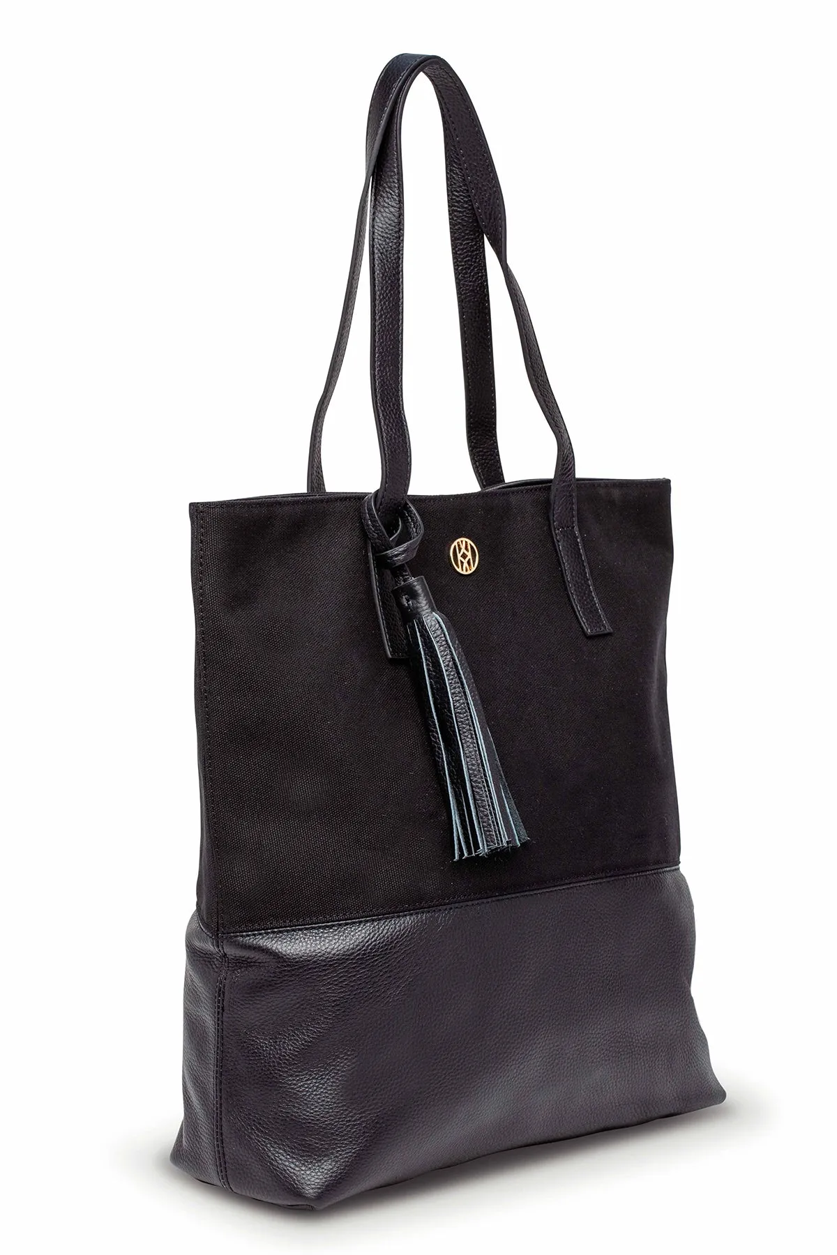 Canvas and Leather  Shopper Black