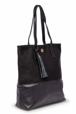 Canvas and Leather  Shopper Black