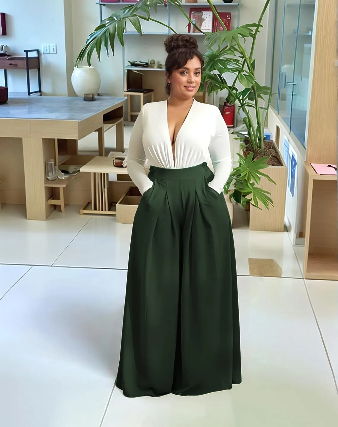 Casual Palazzo Pants for Women Lounge Pants Wide Leg Trousers Women Skirt Pants with Elastic Waistband