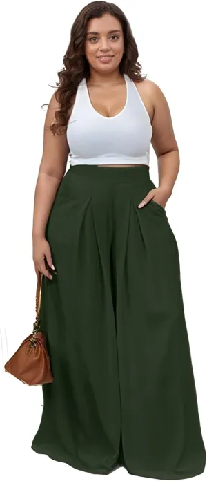 Casual Palazzo Pants for Women Lounge Pants Wide Leg Trousers Women Skirt Pants with Elastic Waistband