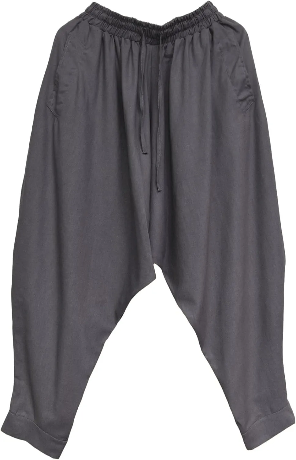 CLANMILUMS Men's Cotton Harem Pants Casual Loose Hippie Drop Crotch Trouser