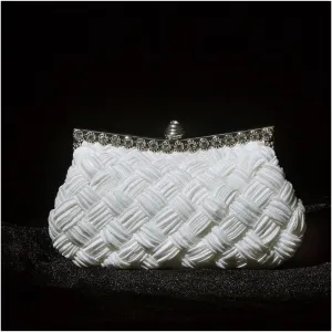 Clutch Purses for Women Wedding, Women's Clutches Evening Handbags, Rhinestone Cosmetic Bags Wallets (Color : White)