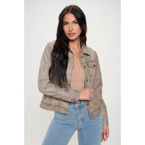 Coalition LA Button Down Cargo Vegan Leather Shacket
