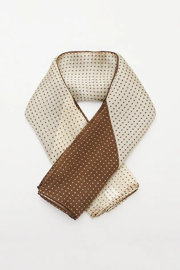 Color-Block Polka Dot 100% Mulberry Silk Scarf