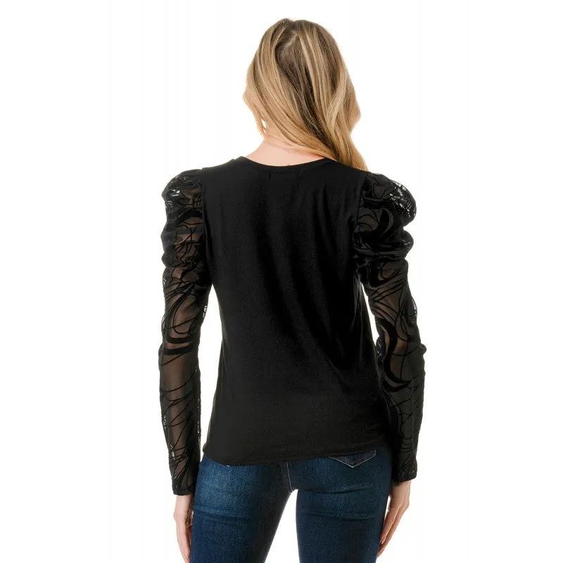 Contrast Puff Long Sleeve Top