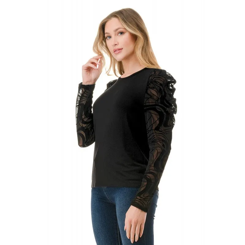 Contrast Puff Long Sleeve Top