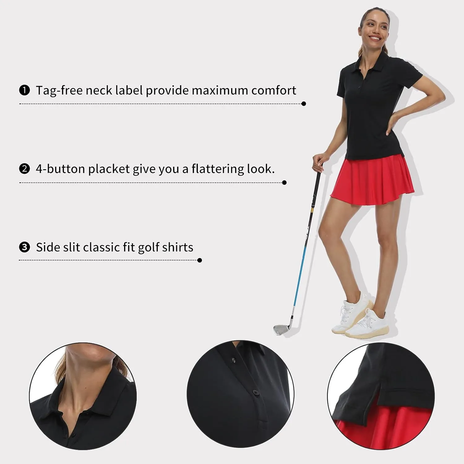 CQC Women's Golf Polo Shirts Quick Dry Short Sleeve Athletic Sport Shirts Tennis Tops UPF 50 