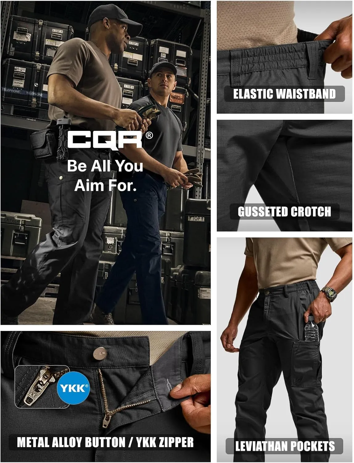 CQR Men's Military Cargo Pants, Water Resistant Ripstop Army Combat Tactical Pants, Outdoor Hunting Hiking EDC Work Pants