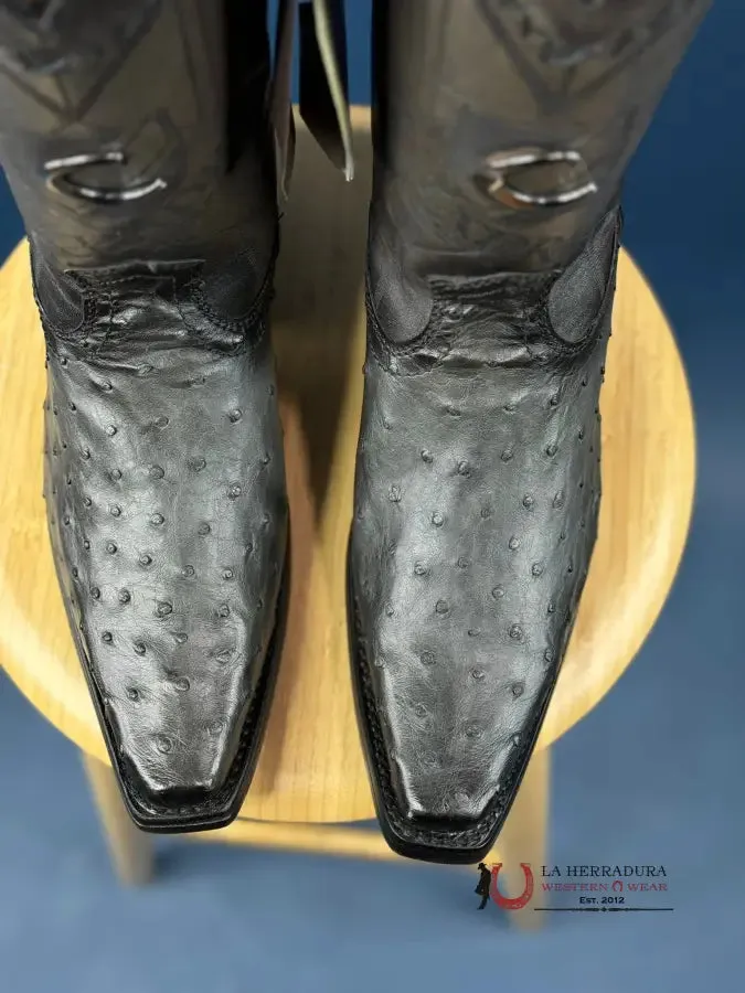 CUADRA BOOTS OSTRICH EVEREST GREY LASER & WOVEN NARROW SQUARE TOE