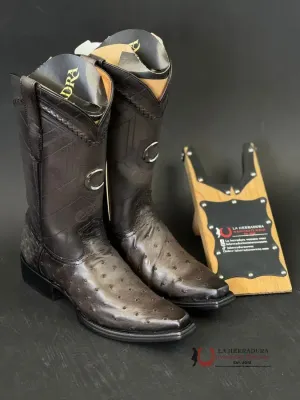 CUADRA BOOTS OSTRICH EVEREST GREY LASER & WOVEN NARROW SQUARE TOE
