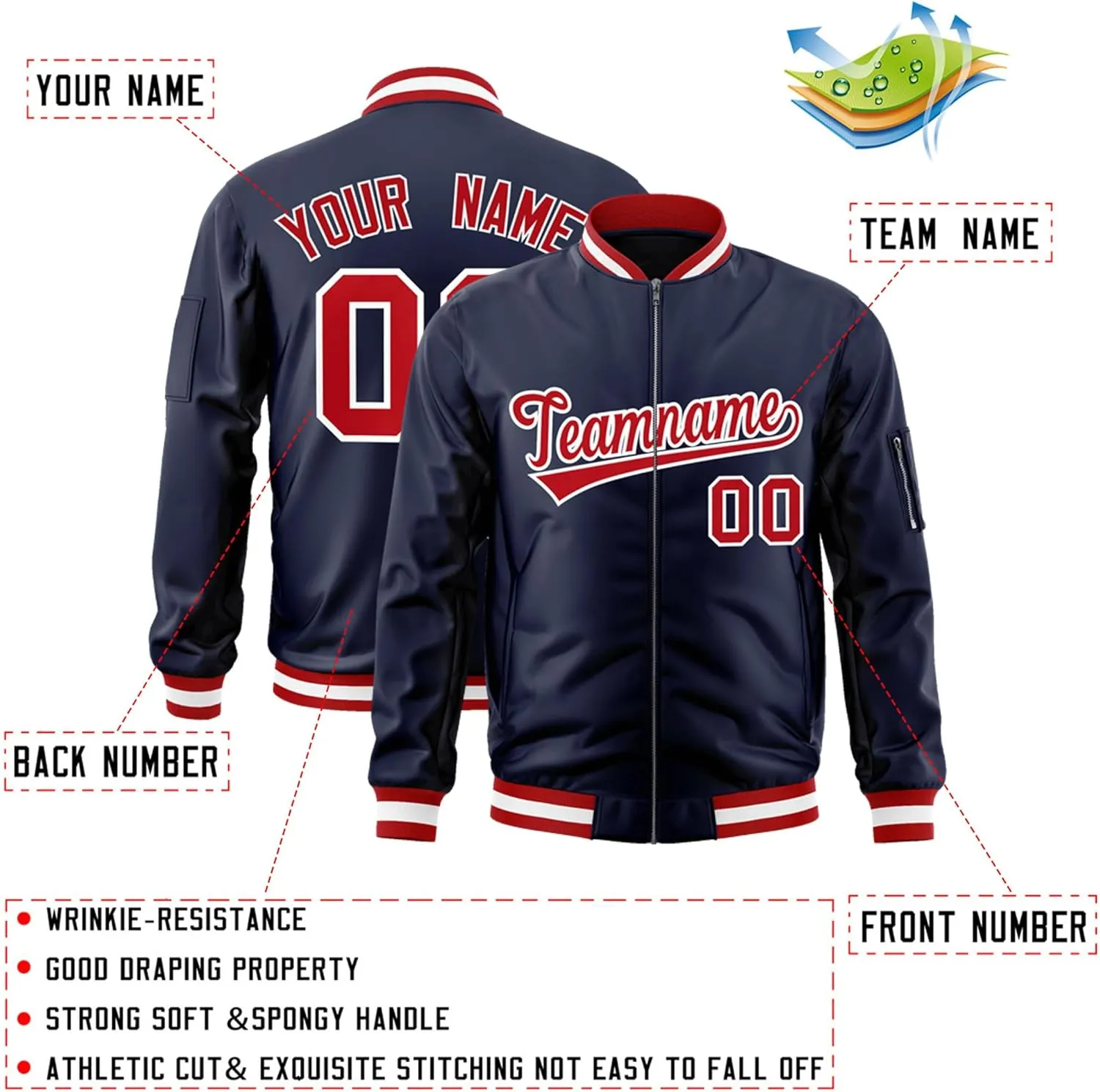 Custom Men's Fashion Varsity Jacket Casual Sportswear Zipper Letterman Jackets Stitched Letters Logo