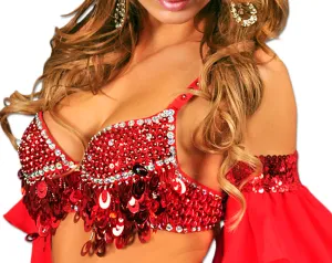 Dangle Embellished Sequin Belly Dance Bra Top